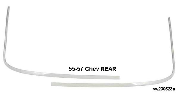 Molding REAR Window: 55-57 Chev 4 & 2 dr Sedan LOWER PR